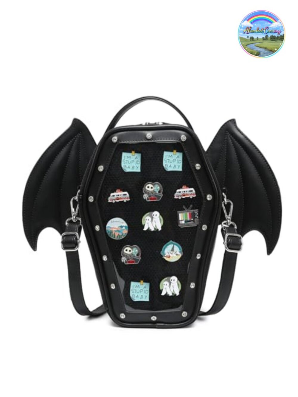 Gothic Coffin Ita Bag Backpack Cosplay Faux Leather with Insert Purse